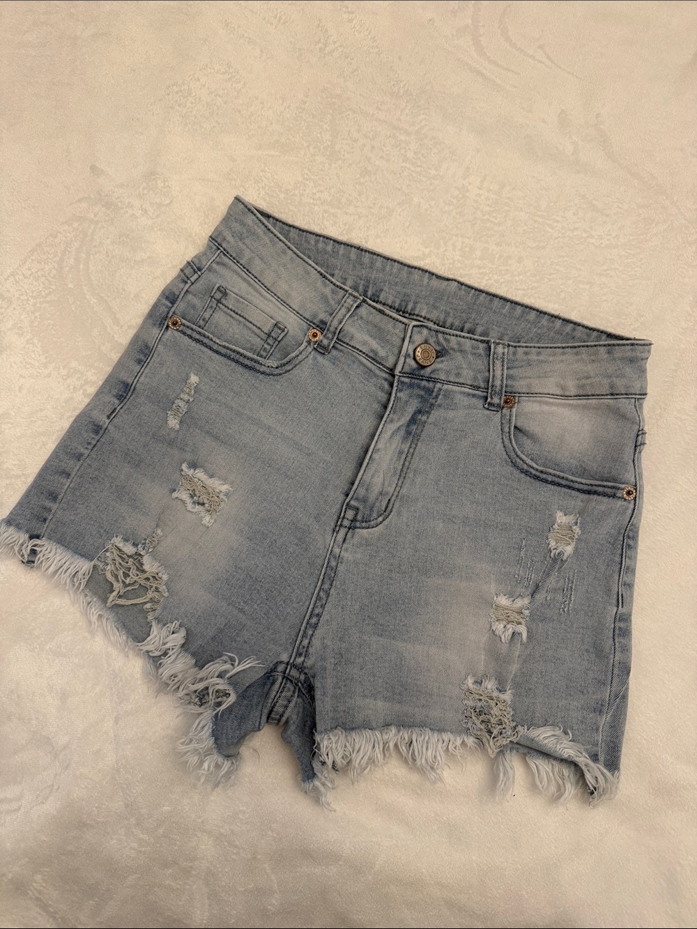 Amazon Light Wash Distressed Denim Jean Shorts - Women